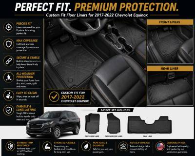 Black Horse Off Road - Black Horse TOTALINER 3.5mm Heavy Duty TPE Anti-skid Floor Mat Rug Liner fits 2018-2024 Chevrolet Equinox / GMC Terrain - Image 4