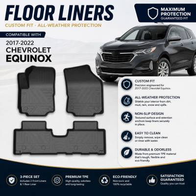 Black Horse Off Road - Black Horse TOTALINER 3.5mm Heavy Duty TPE Anti-skid Floor Mat Rug Liner fits 2018-2024 Chevrolet Equinox / GMC Terrain - Image 13