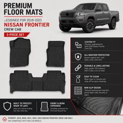 Black Horse Off Road - Black Horse TOTALINER 3.5mm Heavy Duty TPE Anti-skid Floor Mat Rug Liner fits 2022-2026 Nissan Frontier Crew Cab - Image 3