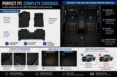 Black Horse Off Road - Black Horse TOTALINER 3.5mm Heavy Duty TPE Anti-skid Floor Mat Rug Liner fits 2022-2026 Nissan Frontier Crew Cab - Image 10