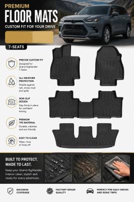 Black Horse Off Road - Black Horse TOTALINER Heavy Duty Floor Mats , Precisely Molded Anti-Skid All-Weather Floor Liner Set, Black fits 2024-2026 Toyota Grand Highlander - Image 8