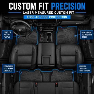 Black Horse Off Road - Black Horse TOTALINER Heavy Duty Floor Mats , Precisely Molded Anti-Skid All-Weather Floor Liner Set, Black fits 2014-2021 Toyota Tundra Crew Max - Image 8