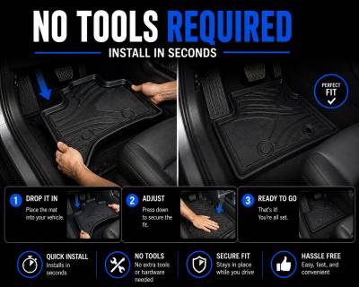 Black Horse Off Road - Black Horse TOTALINER Heavy Duty Floor Mats , Precisely Molded Anti-Skid All-Weather Floor Liner Set, Black fits 2018-2023 Toyota Tacoma Double Cab - Image 3