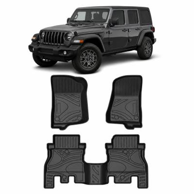 Black Horse TOTALINER 3.5mm Heavy Duty TPE Anti-skid Floor Mat Rug Liner fits 2018-2026 Jeep Wrangler JL