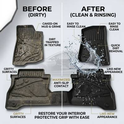 Black Horse Off Road - Black Horse TOTALINER Heavy Duty Floor Mats , Precisely Molded Anti-Skid All-Weather Floor Liner Set, Black fits 2020-2026 Jeep Gladiator - Image 4