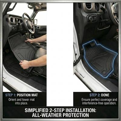 Black Horse Off Road - Black Horse TOTALINER Heavy Duty Floor Mats , Precisely Molded Anti-Skid All-Weather Floor Liner Set, Black fits 2020-2026 Jeep Gladiator - Image 7