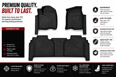 Black Horse Off Road - Black Horse TOTALINER Heavy Duty Floor Mats , Precisely Molded Anti-Skid All-Weather Floor Liner Set, Black fits 2019-2026 Chevrolet Silverado 1500 Double Cab - Image 5