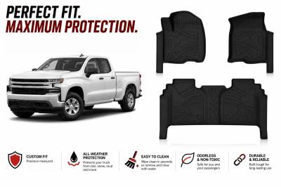 Black Horse Off Road - Black Horse TOTALINER Heavy Duty Floor Mats , Precisely Molded Anti-Skid All-Weather Floor Liner Set, Black fits 2019-2026 Chevrolet Silverado 1500 Double Cab - Image 10