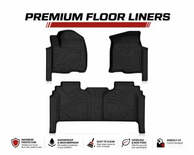 Black Horse Off Road - Black Horse TOTALINER Heavy Duty Floor Mats , Precisely Molded Anti-Skid All-Weather Floor Liner Set, Black fits 2019-2026 Chevrolet Silverado 1500 Double Cab - Image 11
