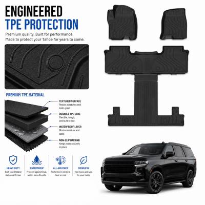 Black Horse Off Road - Black Horse TOTALINER Heavy Duty Floor Mats , Precisely Molded Anti-Skid All-Weather Floor Liner Set, Black fits 2021-2026 Chevrolet Tahoe / GMC Yukon - Image 4