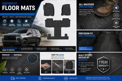 Black Horse Off Road - Black Horse TOTALINER Heavy Duty Floor Mats , Precisely Molded Anti-Skid All-Weather Floor Liner Set, Black fits 2021-2026 Chevrolet Tahoe / GMC Yukon - Image 12