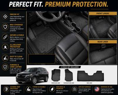 Black Horse Off Road - Black Horse TOTALINER Heavy Duty Floor Mats , Precisely Molded Anti-Skid All-Weather Floor Liner Set, Black fits 2018-2024 Chevrolet Equinox / GMC Terrain - Image 4