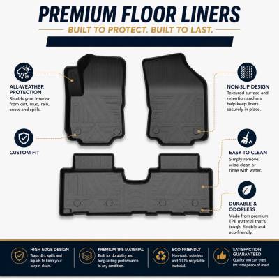 Black Horse Off Road - Black Horse TOTALINER Heavy Duty Floor Mats , Precisely Molded Anti-Skid All-Weather Floor Liner Set, Black fits 2018-2024 Chevrolet Equinox / GMC Terrain - Image 12