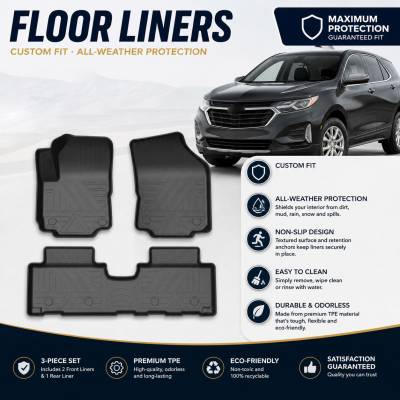 Black Horse Off Road - Black Horse TOTALINER Heavy Duty Floor Mats , Precisely Molded Anti-Skid All-Weather Floor Liner Set, Black fits 2018-2024 Chevrolet Equinox / GMC Terrain - Image 13
