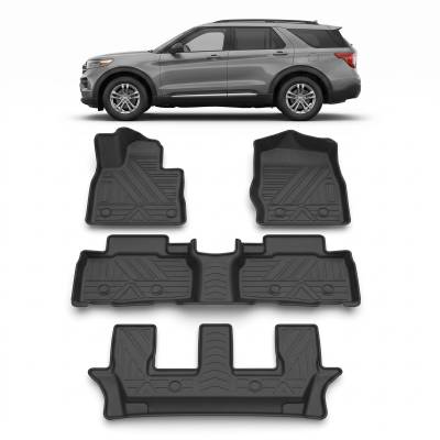 Black Horse Off Road - Black Horse TOTALINER Heavy Duty Floor Mats , Precisely Molded Anti-Skid All-Weather Floor Liner Set, Black fits 2023-2026 Ford Explorer 7 Seats - Image 2