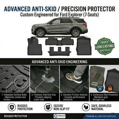 Black Horse Off Road - Black Horse TOTALINER Heavy Duty Floor Mats , Precisely Molded Anti-Skid All-Weather Floor Liner Set, Black fits 2023-2026 Ford Explorer 7 Seats - Image 6