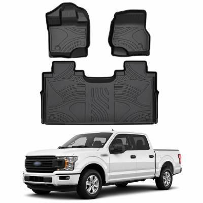 Black Horse TOTALINER 3.5mm Heavy Duty TPE Anti-skid Floor Mat Rug Liner fits 2015-2026 Ford F-150 Super Crew Cab