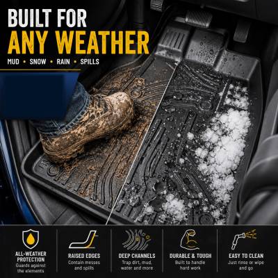 Black Horse Off Road - Black Horse TOTALINER Heavy Duty Floor Mats , Precisely Molded Anti-Skid All-Weather Floor Liner Set, Black fits 2015-2026 Ford F-150 Super Crew Cab - Image 10