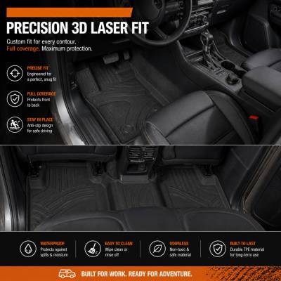 Black Horse Off Road - Black Horse TOTALINER Heavy Duty Floor Mats , Precisely Molded Anti-Skid All-Weather Floor Liner Set, Black fits 2024-2026 Ford Ranger Super Crew Cab - Image 4