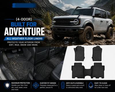 Black Horse Off Road - Black Horse TOTALINER Heavy Duty Floor Mats , Precisely Molded Anti-Skid All-Weather Floor Liner Set, Black fits 2021-2026 Ford Bronco (4-Door) - Image 4