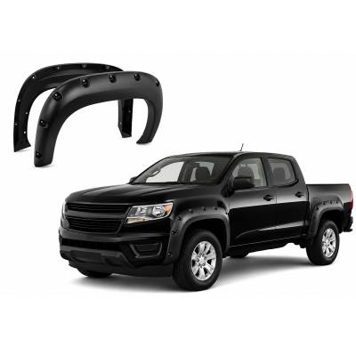 Black Horse Off Road - FENDER FLARES RIVETED Style-Black-2015-2022 Chevrolet Colorado Crew Cab Short  Bed 5ft 2in|Black Horse Off Road - Image 2