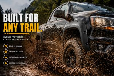 Black Horse Off Road - FENDER FLARES RIVETED Style-Black-2015-2022 Chevrolet Colorado Crew Cab Short  Bed 5ft 2in|Black Horse Off Road - Image 5