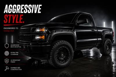 Black Horse Off Road - FENDER FLARES RIVETED Style-Black-CHEVROLET AVALANCHE/Chevrolet Silverado/CHEVROLET SUBURBAN/CHEVROLET TAHOE|Black Horse Off Road - Image 7