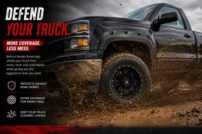 Black Horse Off Road - FENDER FLARES RIVETED Style-Black-CHEVROLET AVALANCHE/Chevrolet Silverado/CHEVROLET SUBURBAN/CHEVROLET TAHOE|Black Horse Off Road - Image 8