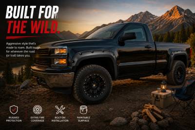 Black Horse Off Road - FENDER FLARES RIVETED Style-Black-CHEVROLET AVALANCHE/Chevrolet Silverado/CHEVROLET SUBURBAN/CHEVROLET TAHOE|Black Horse Off Road - Image 10