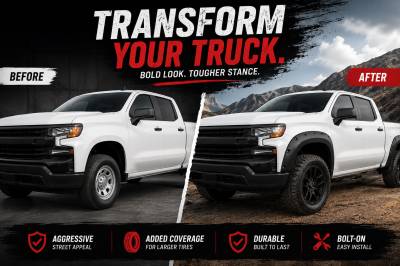 Black Horse Off Road - FENDER FLARES RIVETED Style-Black- 2019-2023 Chevrolet Silverado 1500|Black Horse Off Road - Image 8