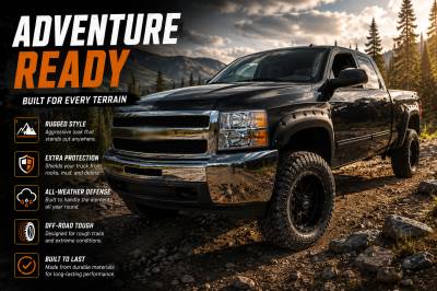 Black Horse Off Road - FENDER FLARES RIVETED Style-Black-2007-2013 Chevrolet Silverado 1500|Black Horse Off Road - Image 3