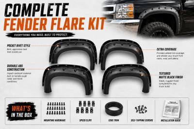 Black Horse Off Road - FENDER FLARES RIVETED Style-Black-2007-2013 Chevrolet Silverado 1500|Black Horse Off Road - Image 4
