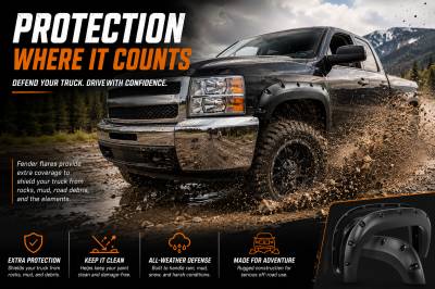 Black Horse Off Road - FENDER FLARES RIVETED Style-Black-2007-2013 Chevrolet Silverado 1500|Black Horse Off Road - Image 6