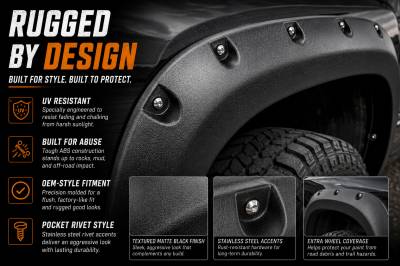 Black Horse Off Road - FENDER FLARES RIVETED Style-Black-2007-2013 Chevrolet Silverado 1500|Black Horse Off Road - Image 7
