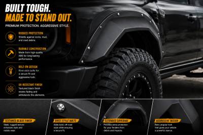 Black Horse Off Road - Front & Rear Fender Flares-Black-2021-2024 Ford Bronco|Black Horse Off Road - Image 6