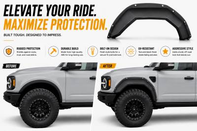 Black Horse Off Road - Front & Rear Fender Flares-Black-2021-2024 Ford Bronco|Black Horse Off Road - Image 7