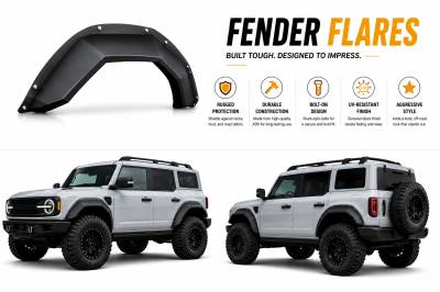 Black Horse Off Road - Front & Rear Fender Flares-Black-2021-2024 Ford Bronco|Black Horse Off Road - Image 8