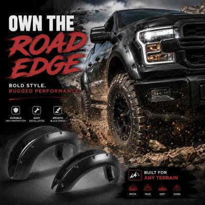 Black Horse Off Road - Textured Fender Flares-Black-2015-2019 Ford F-150|Black Horse Off Road - Image 4