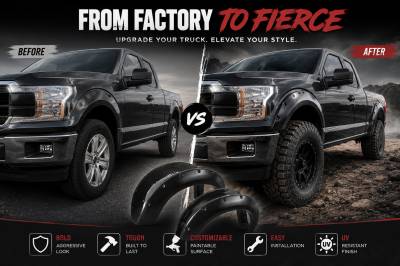 Black Horse Off Road - Textured Fender Flares-Black-2015-2019 Ford F-150|Black Horse Off Road - Image 6