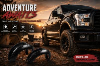 Black Horse Off Road - Textured Fender Flares-Black-2015-2019 Ford F-150|Black Horse Off Road - Image 7