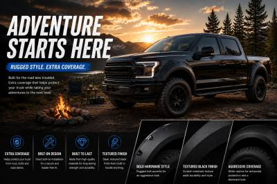 Black Horse Off Road - FENDER FLARES RIVETED Style-Black-2018-2021 Ford F-150|Black Horse Off Road - Image 3