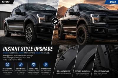 Black Horse Off Road - FENDER FLARES RIVETED Style-Black-2018-2021 Ford F-150|Black Horse Off Road - Image 5