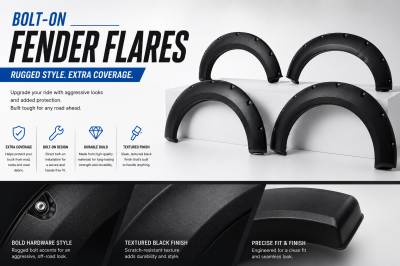 Black Horse Off Road - FENDER FLARES RIVETED Style-Black-2018-2021 Ford F-150|Black Horse Off Road - Image 6
