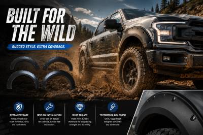 Black Horse Off Road - FENDER FLARES RIVETED Style-Black-2018-2021 Ford F-150|Black Horse Off Road - Image 7