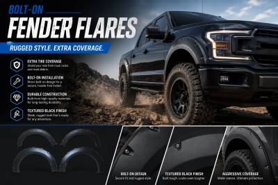 Black Horse Off Road - FENDER FLARES RIVETED Style-Black-2018-2021 Ford F-150|Black Horse Off Road - Image 8