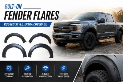 Black Horse Off Road - FENDER FLARES RIVETED Style-Black-2018-2021 Ford F-150|Black Horse Off Road - Image 9