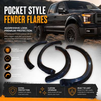 Black Horse Off Road - FENDER FLARES RIVETED Style-Black-2021-2026 Ford F-150|Black Horse Off Road - Image 2