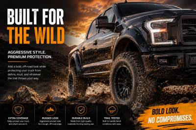 Black Horse Off Road - FENDER FLARES RIVETED Style-Black-2021-2026 Ford F-150|Black Horse Off Road - Image 3