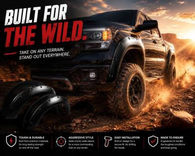 Black Horse Off Road - Textured Fender Flares-Black-2014-2015 GMC Sierra 1500|Black Horse Off Road - Image 4