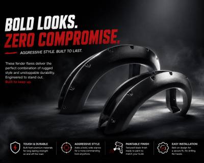 Black Horse Off Road - Textured Fender Flares-Black-2014-2015 GMC Sierra 1500|Black Horse Off Road - Image 5